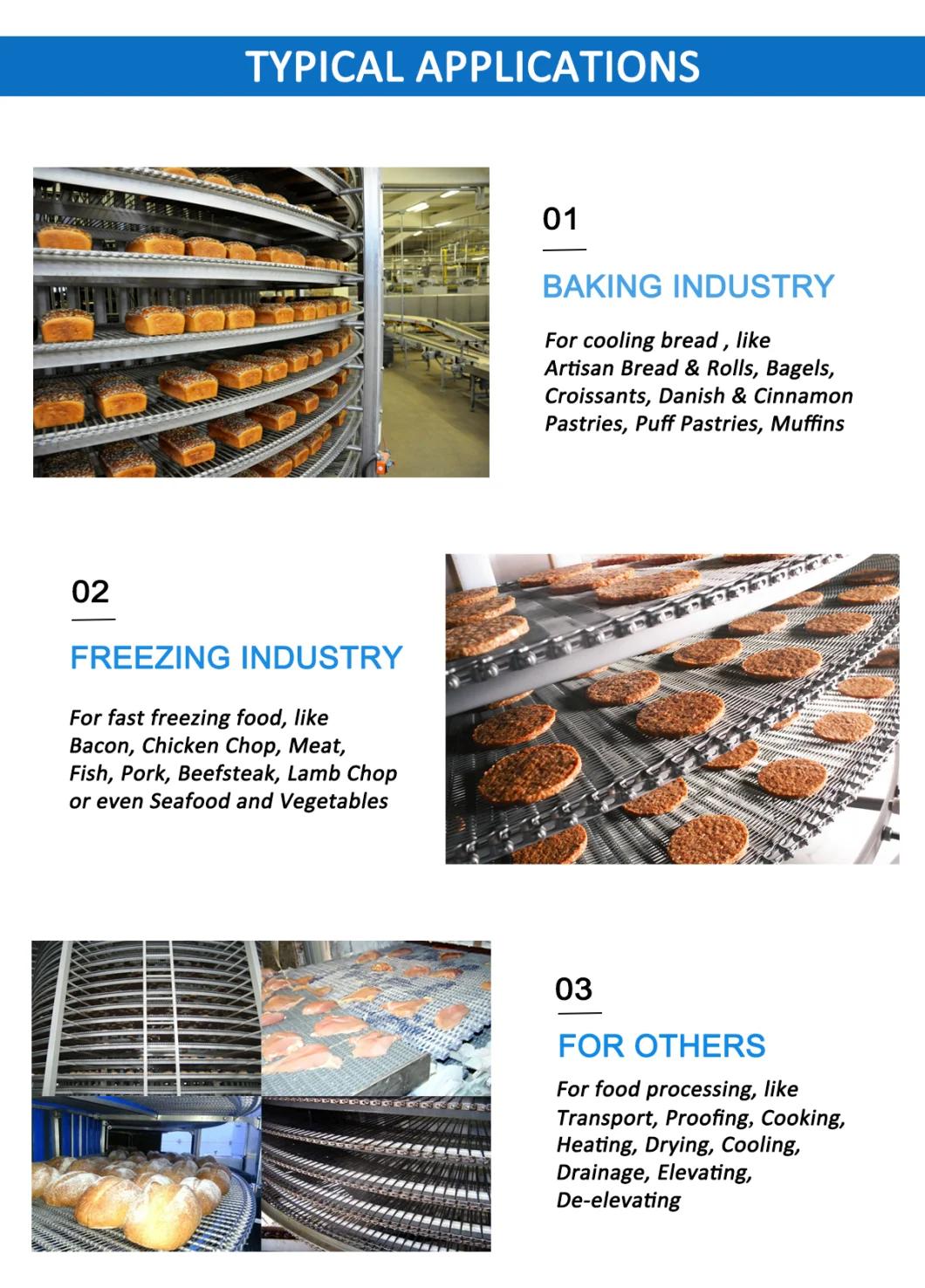 Food Industrial Spiral Conveyor Belt, Pizza Mesh Belt, Biscuit Oven Metal Conveyor Belt