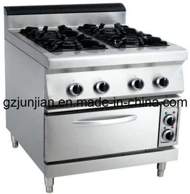 Commercial Gas 4-Burner Range with Electric Oven for Kitchen
