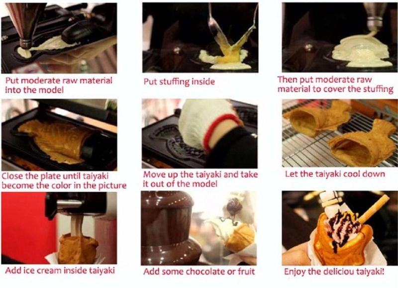 Newest Taiyaki Waffles Machine Korean Lolly Stick Open Mouth Fish Shaped Donut Maker Mini Pancake Donuts Egg Bubble Electric Ice Cream Cone Taiyaki Maker