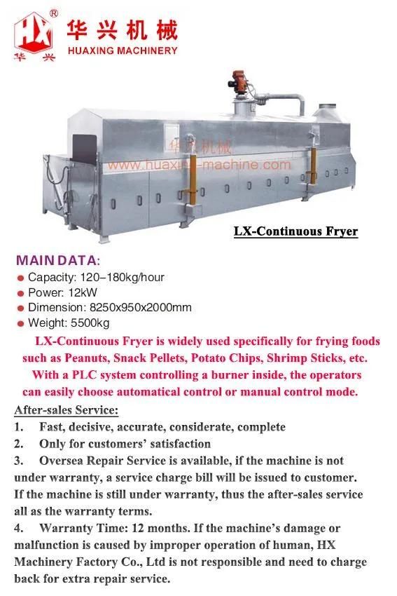Lx-Continuous Fryer Continuous Frying Machine (Frying Snack, Peanuts, Beans)