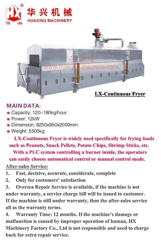 Lx-Continuous Fryer Continuous Frying Machine (Frying Snack, Peanuts, Beans)
