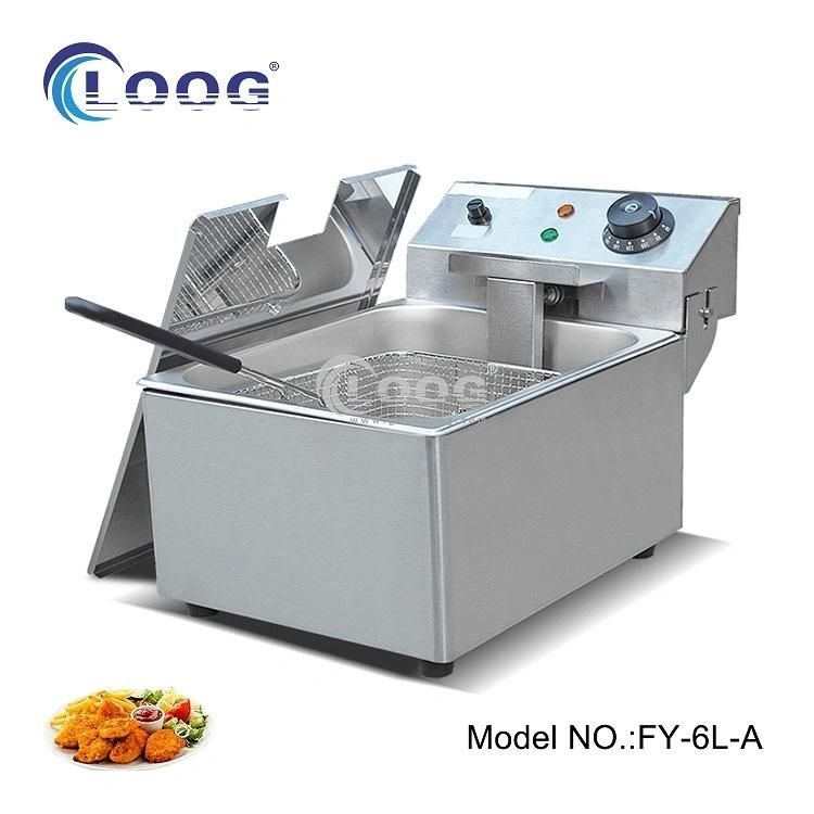 Commercial Donuts Machine 1 Stainless Steel Tank Commercial Tabletop Restaurant Equipment Frying Basket Filters 6L 2500W Electric Deep Fryer