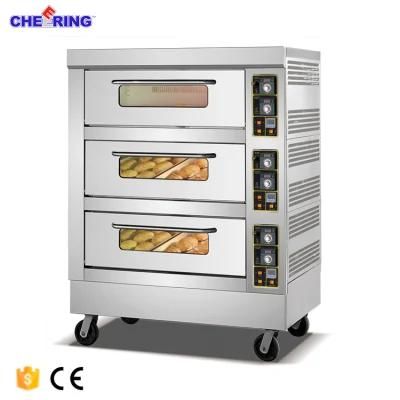 Industrial Bakery Equipment 3 Deck 6 Trays Gas Oven