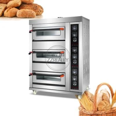 3 Decks 3 Trays Stainless Steel Gas Baking Oven Sweet Potato Bread Pizza Cake Shop ...