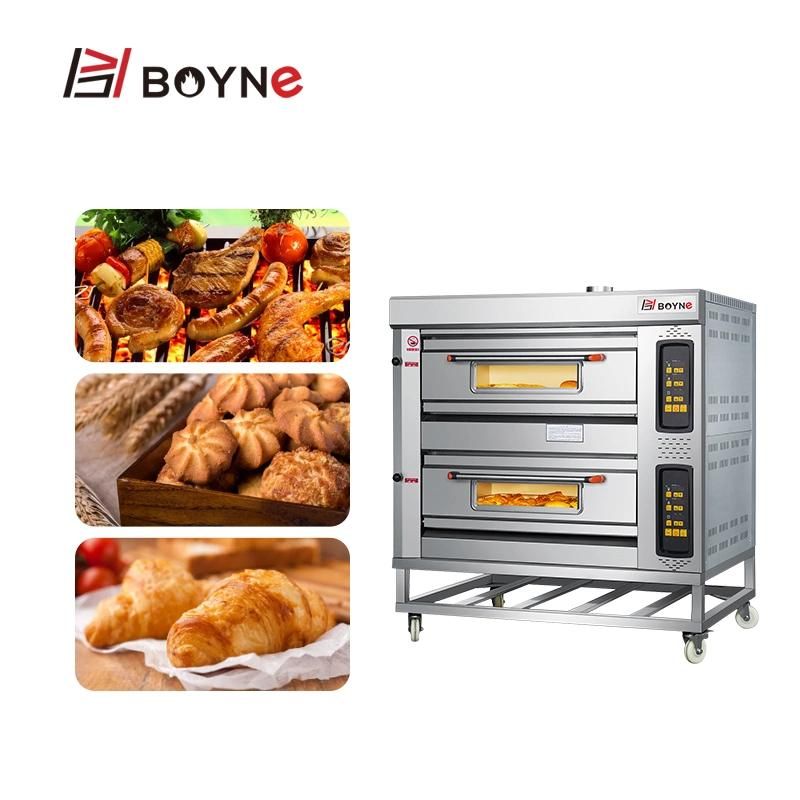 Gas Baking Equipment Microcomputer Two Deck Four Trays Oven