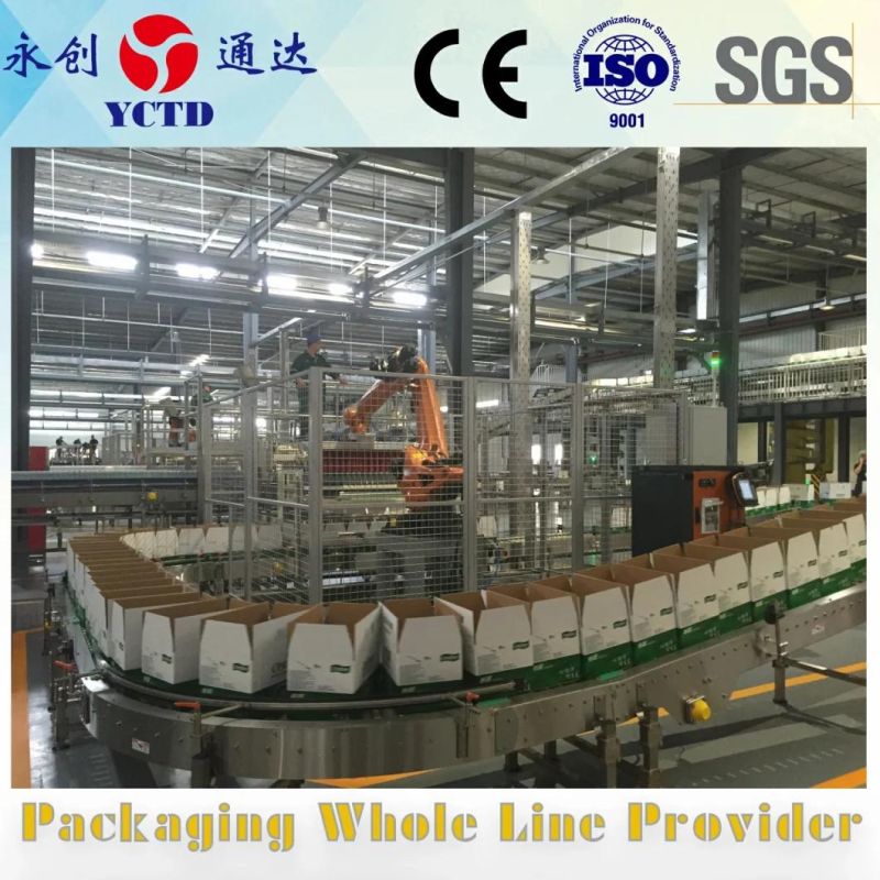 Automatic robot palletizer machine for food drinking water beverage tin can bottles cartons cases