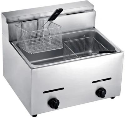 1-Tank, 2-Basket Gas Deep Fryer Refreshment Stand Workbench