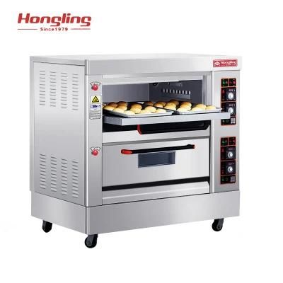 Bakery Equipment 2-Deck 4-Tray Gas Pizza Oven Baking Machine Food Machinery Food Bakery ...