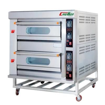 Commercial Kitchen Baking Equipment 2 Deck 4 Tray Gas Oven