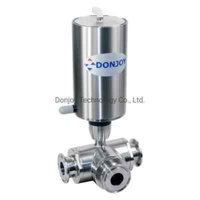 CE Hygienic 3-Way Ball Valve with Stainless Steel Actuator