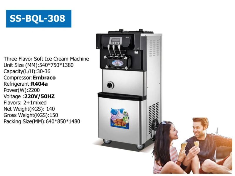 Wiberda Factory Made Commercial Three Flavors Ice Cream Machine Maker for Restaurant Use