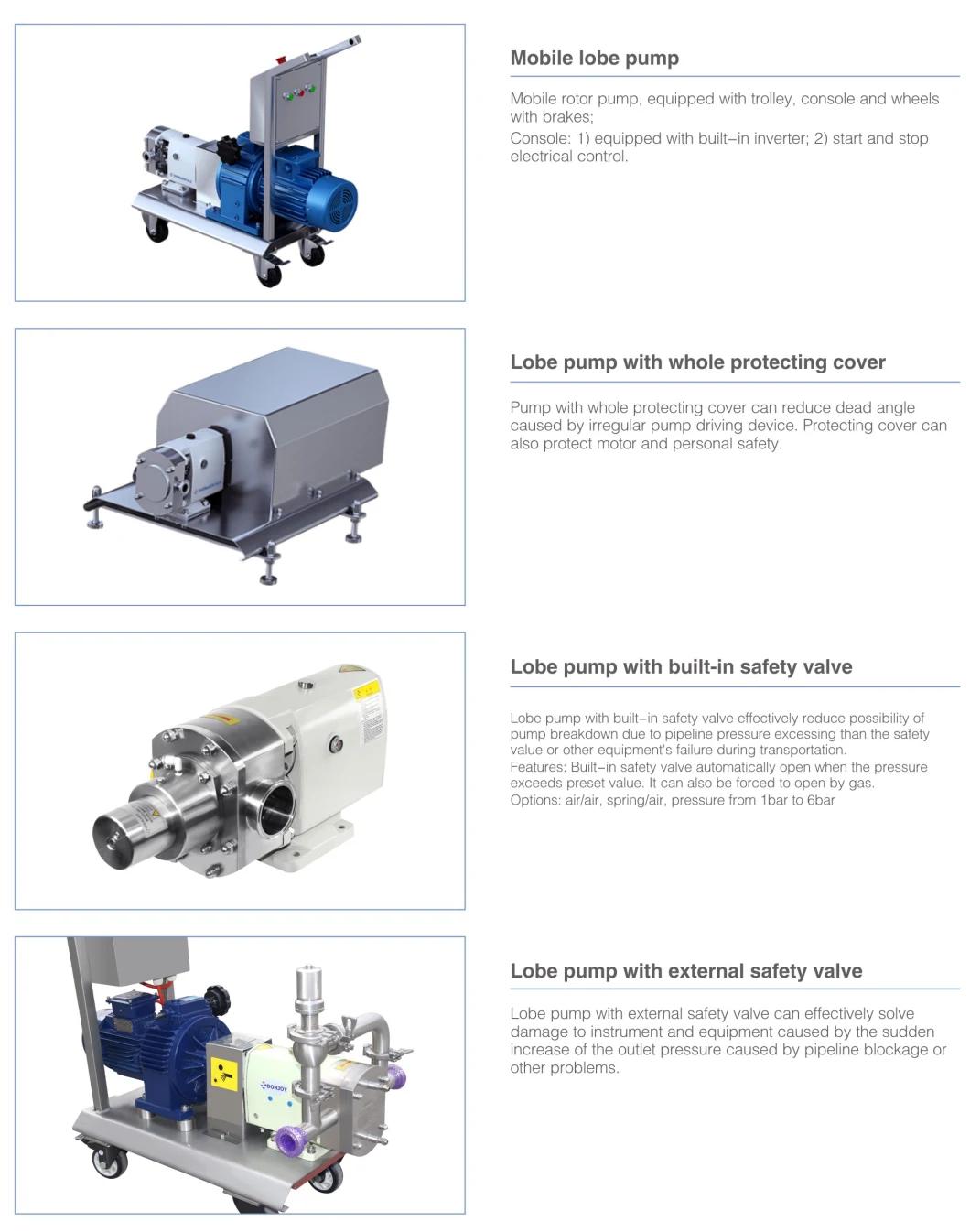 Hygienic Positive Displacement Rotor Pump SS316L Food Rotary Lobe Pump for Diary Beverage Syrup