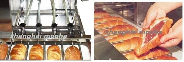 Automatic 4 Heads 6 Heads Donut Bread Filling Machine Jam Injector with Conveyor Belt