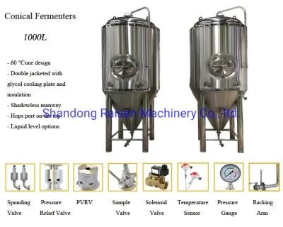 Brewey Equipment Brewhouse 100L 200L 300L 500L 1000L Stainless Steel Conical Beer for ...