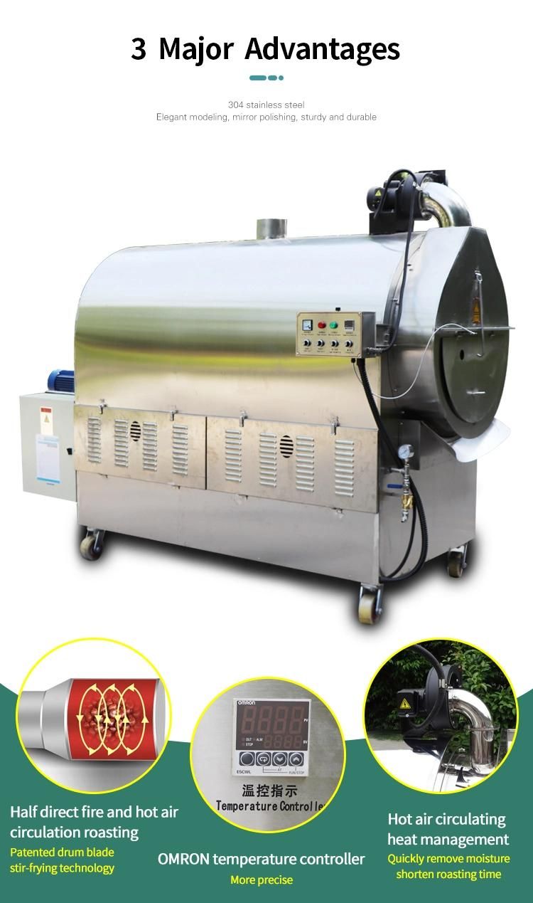 Electric Nut Roaster for Peanut Cashew Chestnut Pistachio Seeds Commercial Automatic Sunflower Seeds Nuts Roasting Machine Electric Gas Peanut Baking Machine