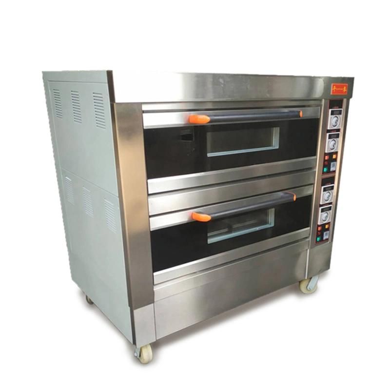 Gas Electric Oven Baking Machine Commercial Bakery Appliance Machinery Pizza with 2 Deck 4 Trys Baking Equipment Bakery Pizza Oven