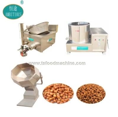 Gas Heating Coated Peanut Frying Machine Deoiling Machine and Mixing Machine