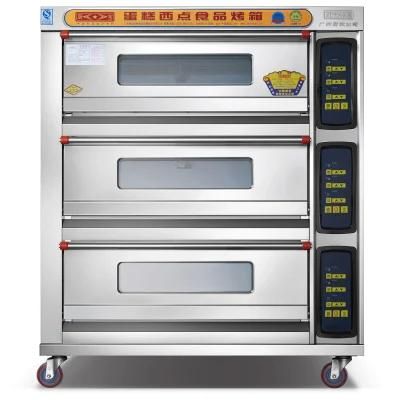 Commercial Restaurant Kitchen 3 Deck 6 Trays Electric Oven with Computer Controller for of ...