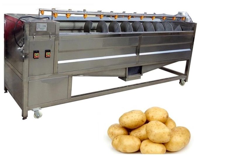 Industrial Stainless Steel Brush Type Potato Washing Peeling Machine