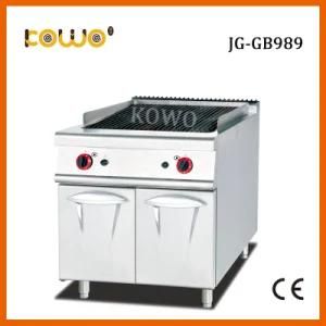 Professional Restaurant Kitchen Equipment Vertical Gas Lava Rock Stone Grill with Cabinet