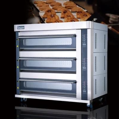 Commercial Kitchen 3 Deck 12 Trays Gas Oven for Baking Equipment Bakery Machine Food ...