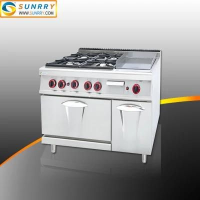 Hood 4 Burners Gas Range with Griddle and Oven