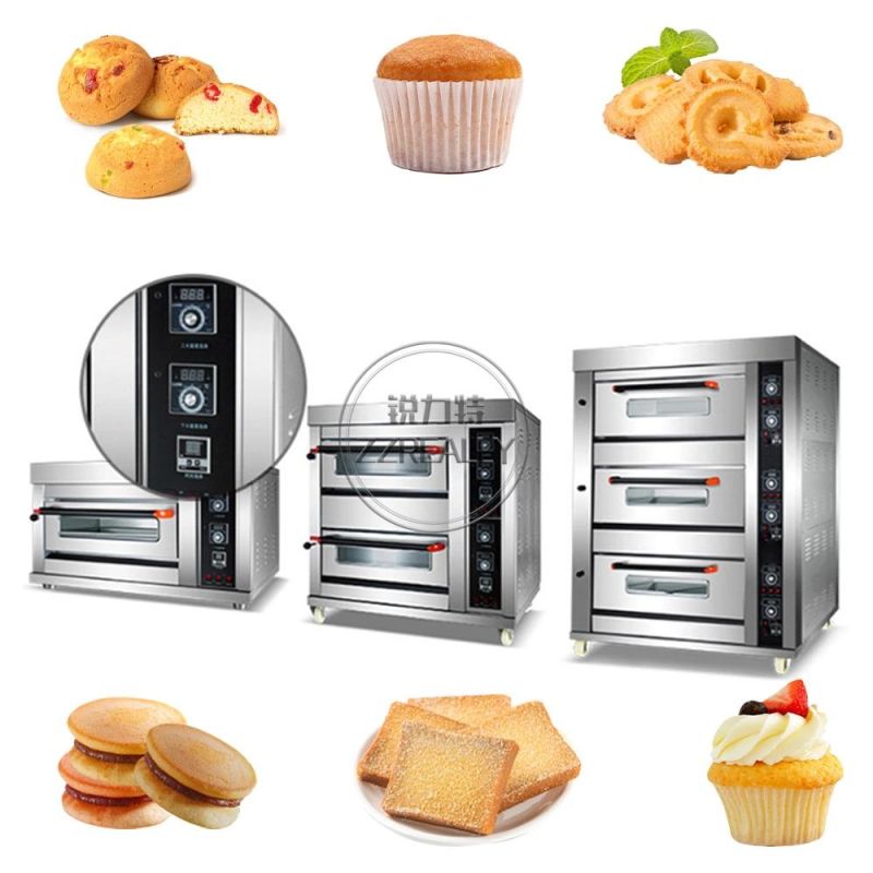3 Decks 3 Trays Stainless Steel Gas Baking Oven Sweet Potato Bread Pizza Cake Shop Commercial Oven Bakery Machines Equipment