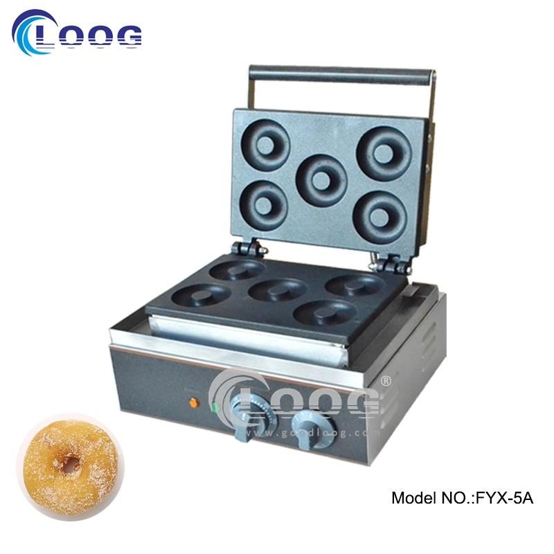 Hot Selling 220V Aluiminum Plate Cake Doughnut Machines Kitchen Equipment Commercial Nonstick Coating Surface 6 Grid Donut Maker
