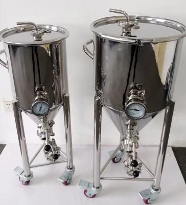 26L Conical Fermenter with Wheels / Stainless Steel 304 Fermentation Tank