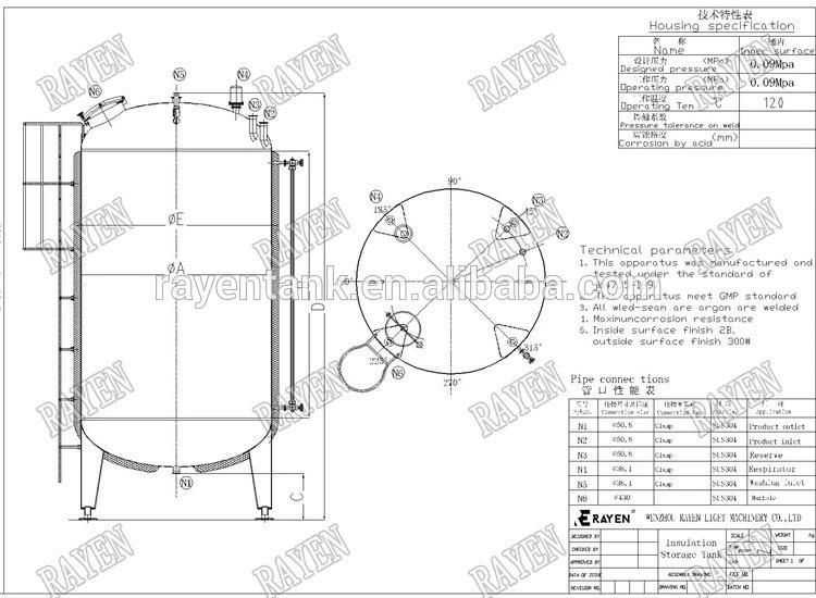 Stainless Steel Wfi Storage Tank Solvent Storage Tank