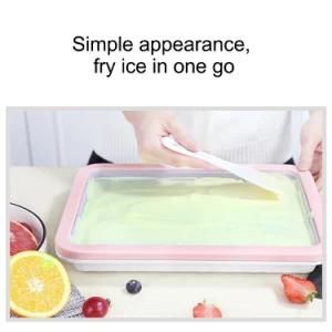 Pink Fried Yogurt Milk Machine DIY Healthy Homemade Frozen Yogurt Rectangle Roll Ice Cream ...