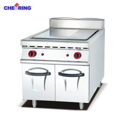 Commercial Gas Griddle with Cabinet 1/3 Grooved