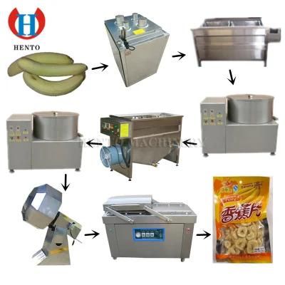 Banana Chips Slicing Blanching De-watering Frying De-oiling Flavoring Packaging Machine