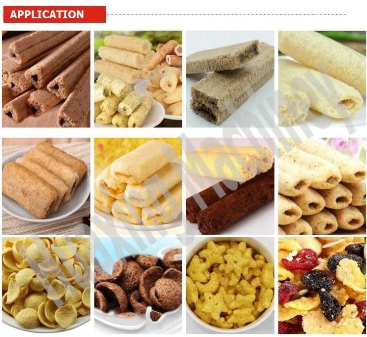 Chocolate Core Filling Inflating Rice Cereal Puffs Snack Food Machine