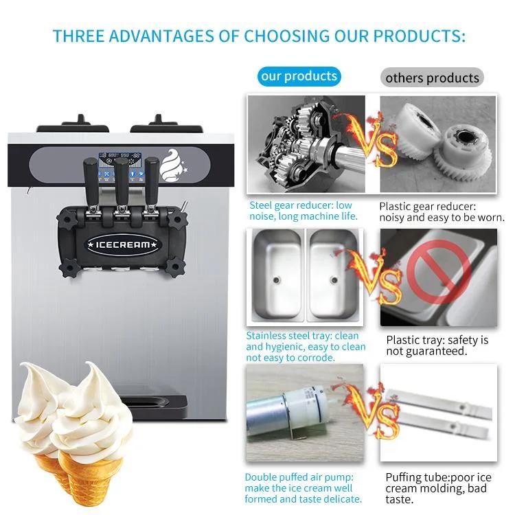 32L/H Capacity Commercial Use Color Steel LED Touch Screen Soft Ice Cream Maker Frozen Yogurt Making Machine