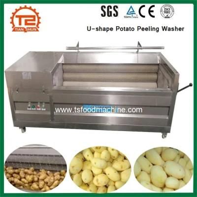 Commercial Vegetable Washing Machine U-Shape Potato Peeling Washer