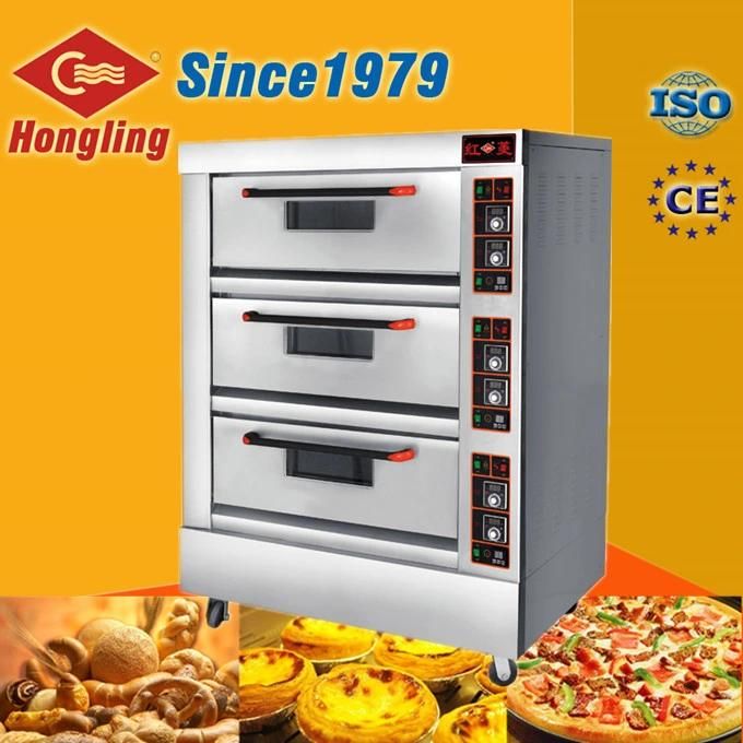 Hot Sale High Power Commercial 3 Deck Pizza Oven with Stone