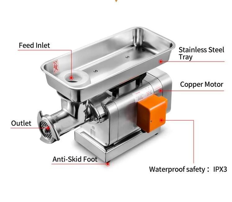 Electric #12 Kitchen Use SS304 Heavy Duty 1500W Commercial Meat Mincer Meat Grinder