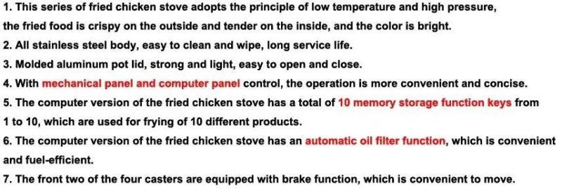 Factory Supply Fried Chicken Equipment Commercial High Pressure Fried Chicken Oven Computer Version Pressure Fried Stove Time Temperature Control Fryer