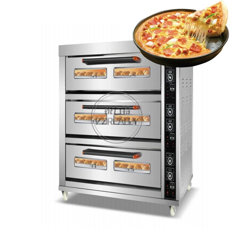 3 Decks 9 Trays Commercial Gas Baking Oven Large Kitchen Equipment Pizza Cake Oven Moon Cake Bread Bakery Machines