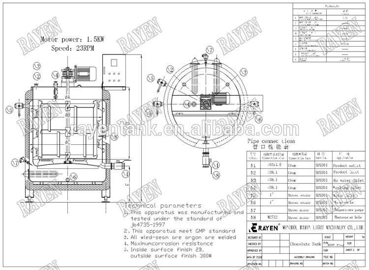 Sanitary Stainless Steel Chocolate Equipment Melting Chocolate