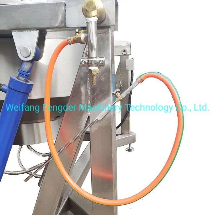 Automatic Tilting Jacketed Kettle / Gas Heating Cooking Mixer / Planetary Stirring Pot with Agitators