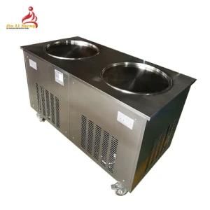 Low Working Noize Double 2 Pan Thai Fried Ice Cream Machine