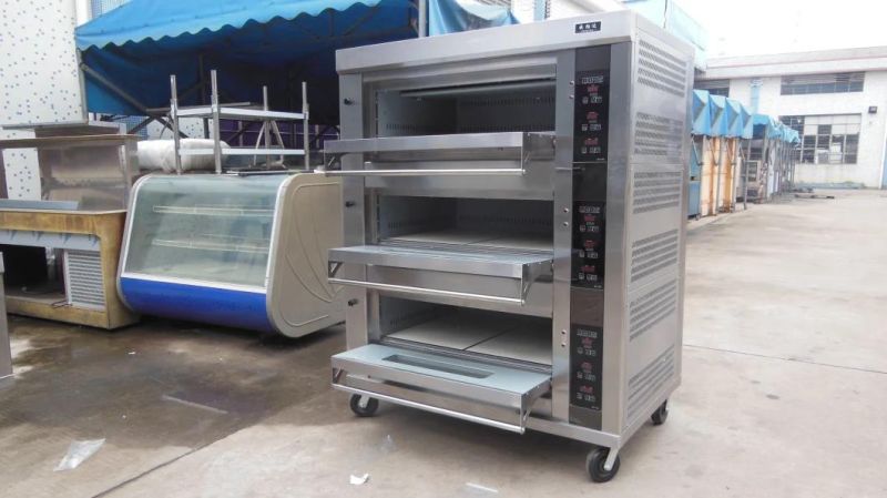 Manufacturer Commercial Three Layer Nine Tray Stainless Steel Gas Steam Oven