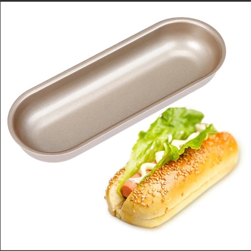 Hot Dog Bun Pan Hotdog Bread Mould Non Stick Bakeware Oval Cake Mold