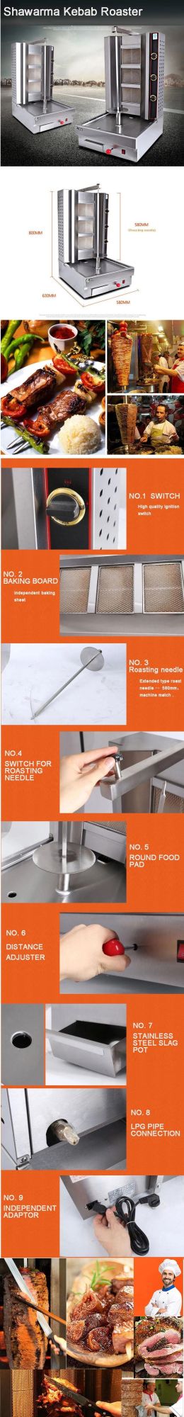 Hot Sale Electric /Gas Chicken Grill Shawarma Machine/Kebab Grill Machinefob Reference