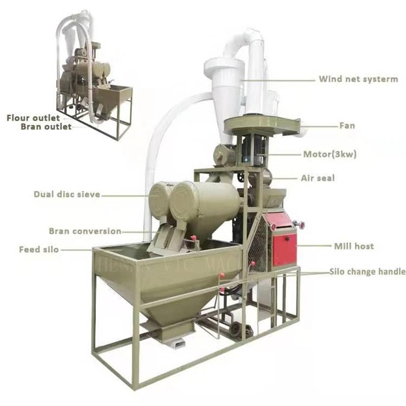 6-8t/day wheat maize corn grain flour mill flour milling machine