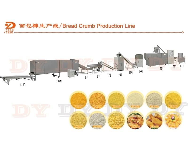 Hot Sale Multi-Function Bread Crumb Making Extruder Breadcrumb Processing Line