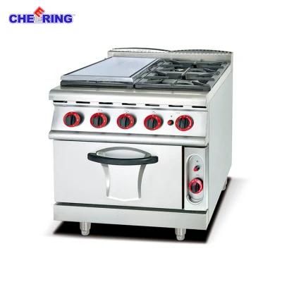 Cheering Commercial Gas Range with 4 Burner &amp; Griddle &amp; Gas Oven