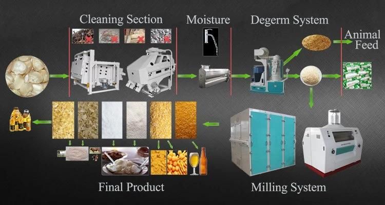 New 100t/24h Mazie Flour Mill Machine for Hot Sale in 2021